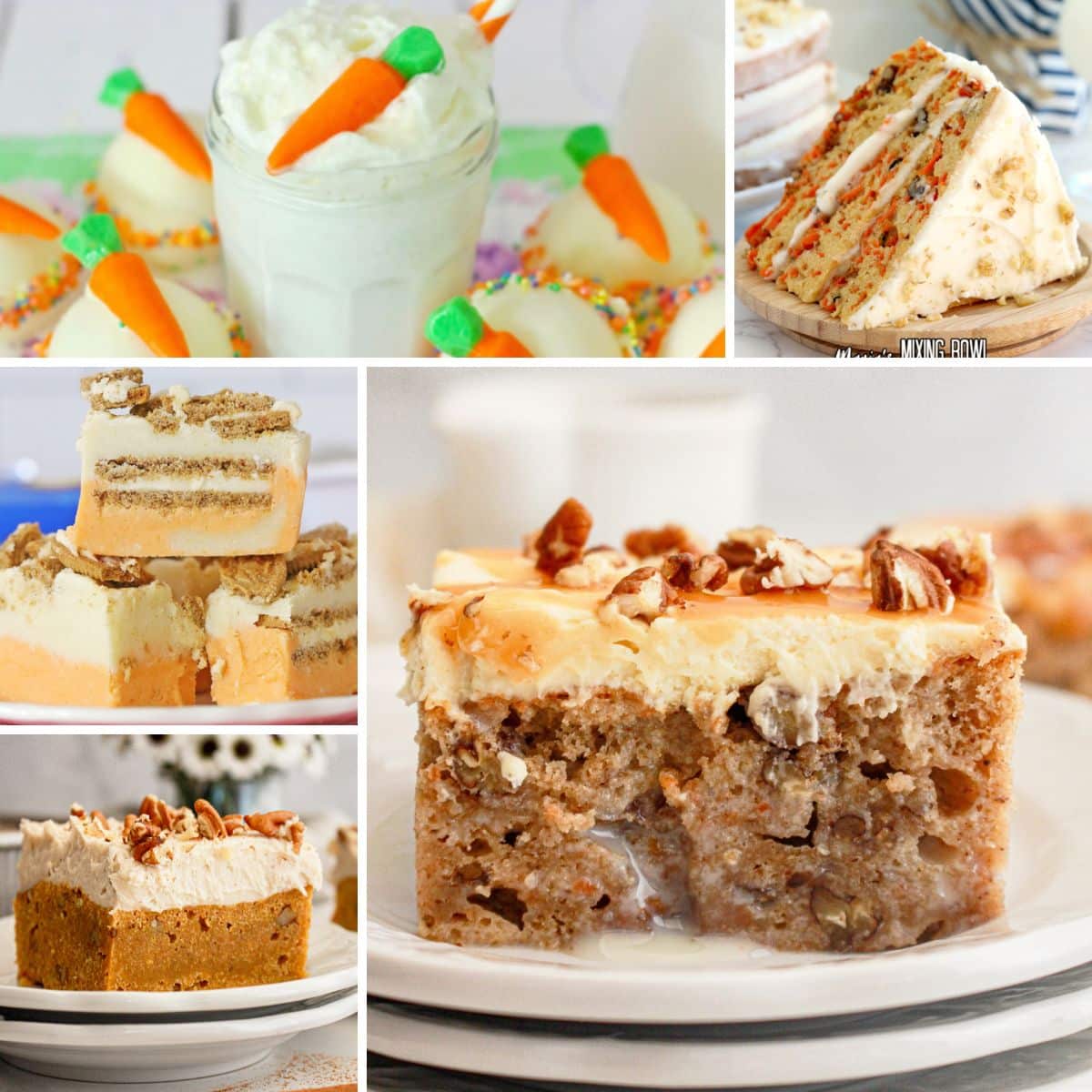 Collage of carrot cake recipes.