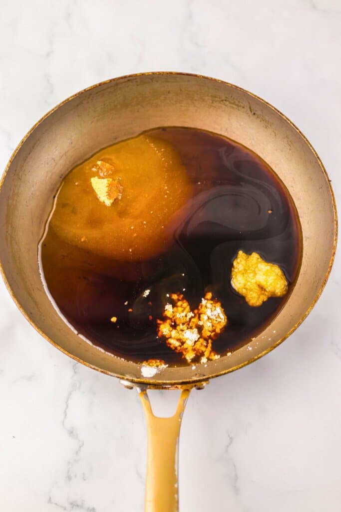 Sauce being cooked in a skillet.