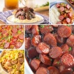 Collage of kielbasa recipes.