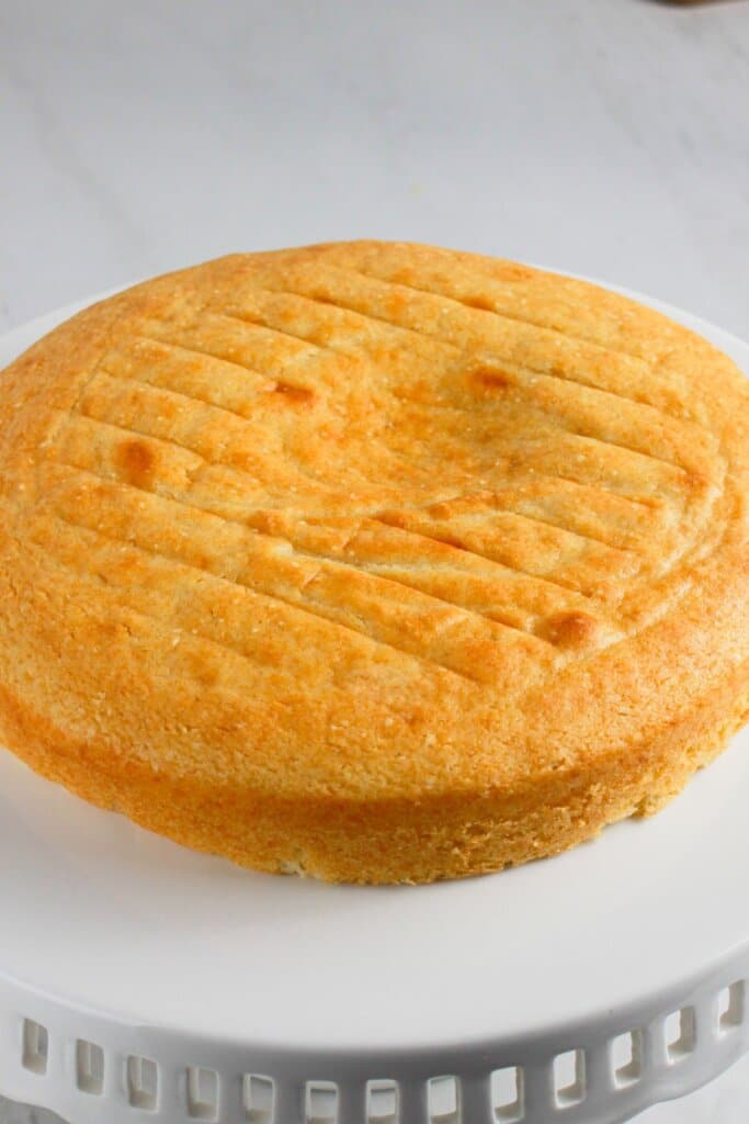 Cake on a cake stand.