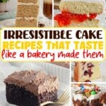 Collage of cake recipes.