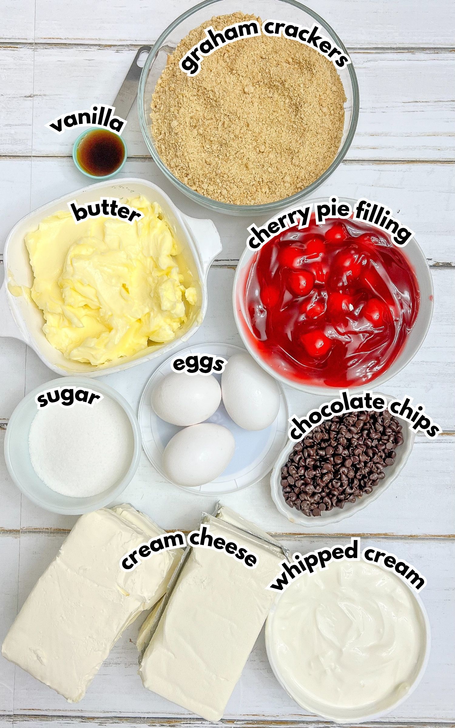 Bowls of ingredients on a counter.