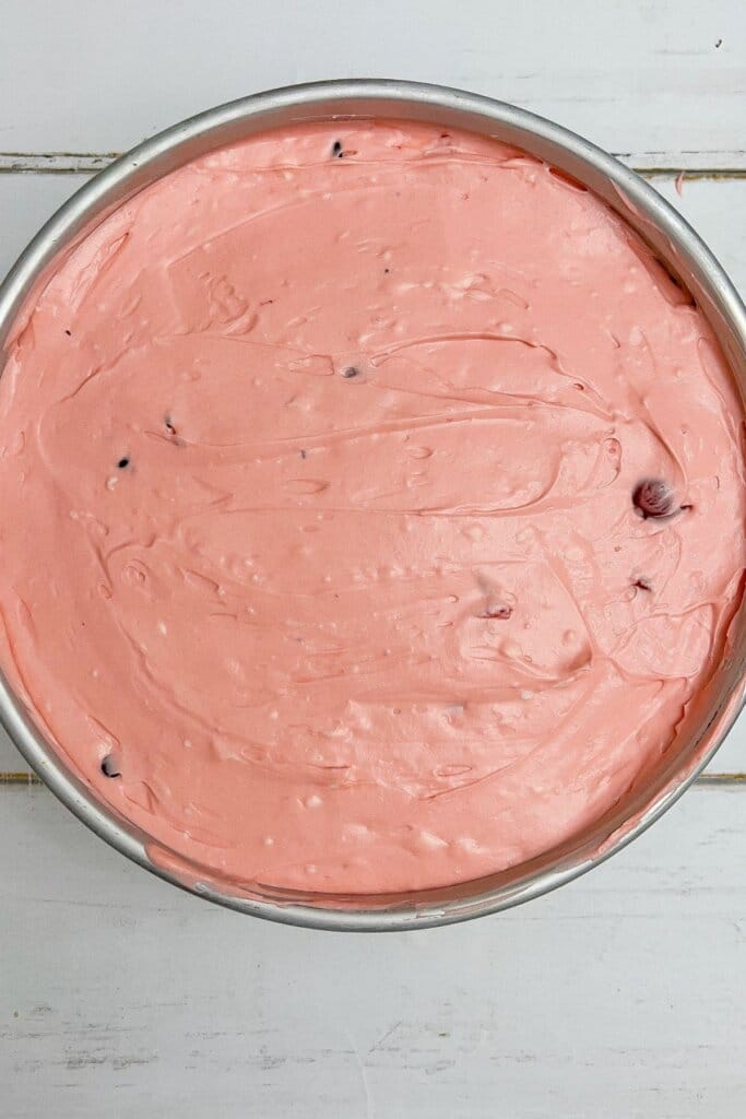 Batter in a springform pan.