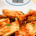 Muffin Tin Potatoes on a scalloped plate.