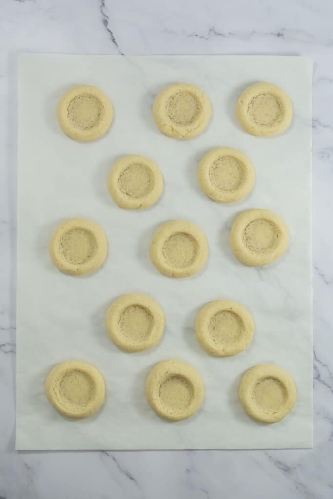 Baked dough on a parchment paper.
