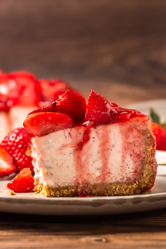 slice of strawberry cheesecake 