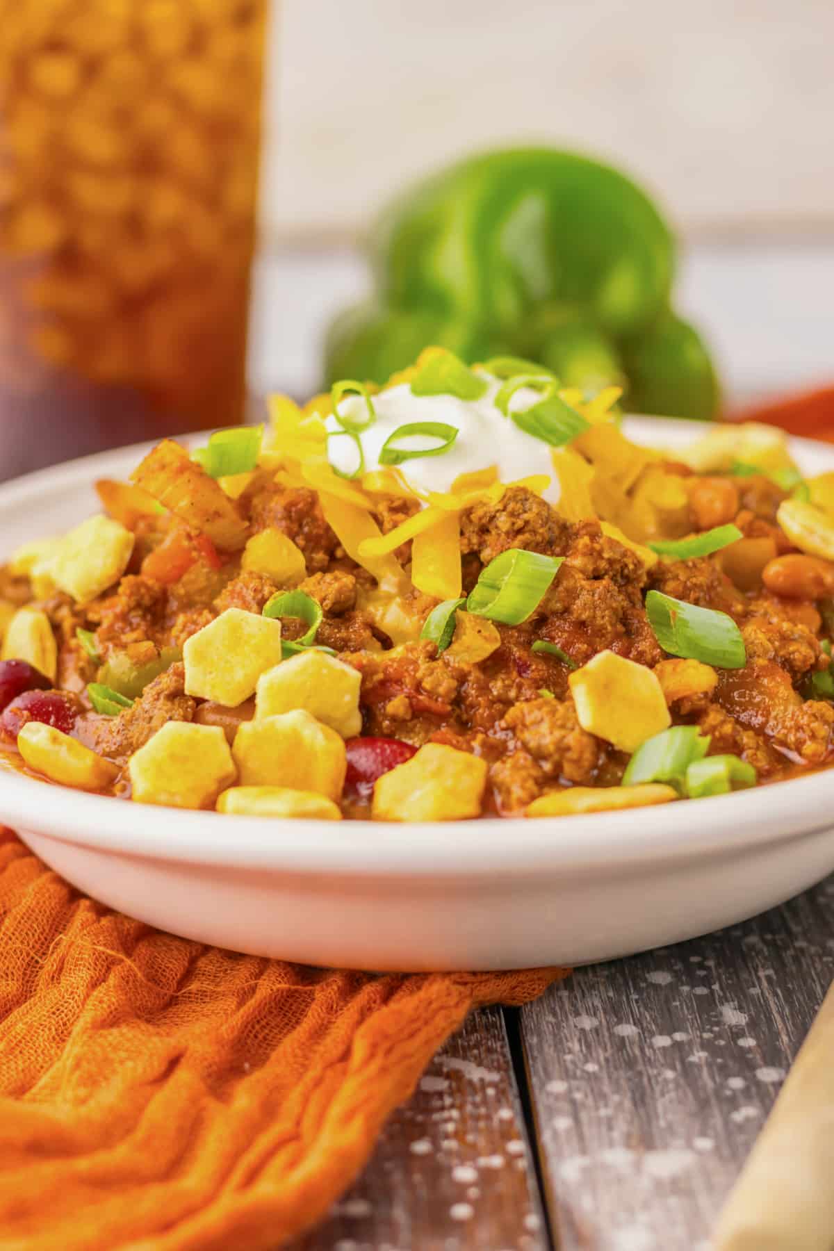 White bowl full of wendy's chili.