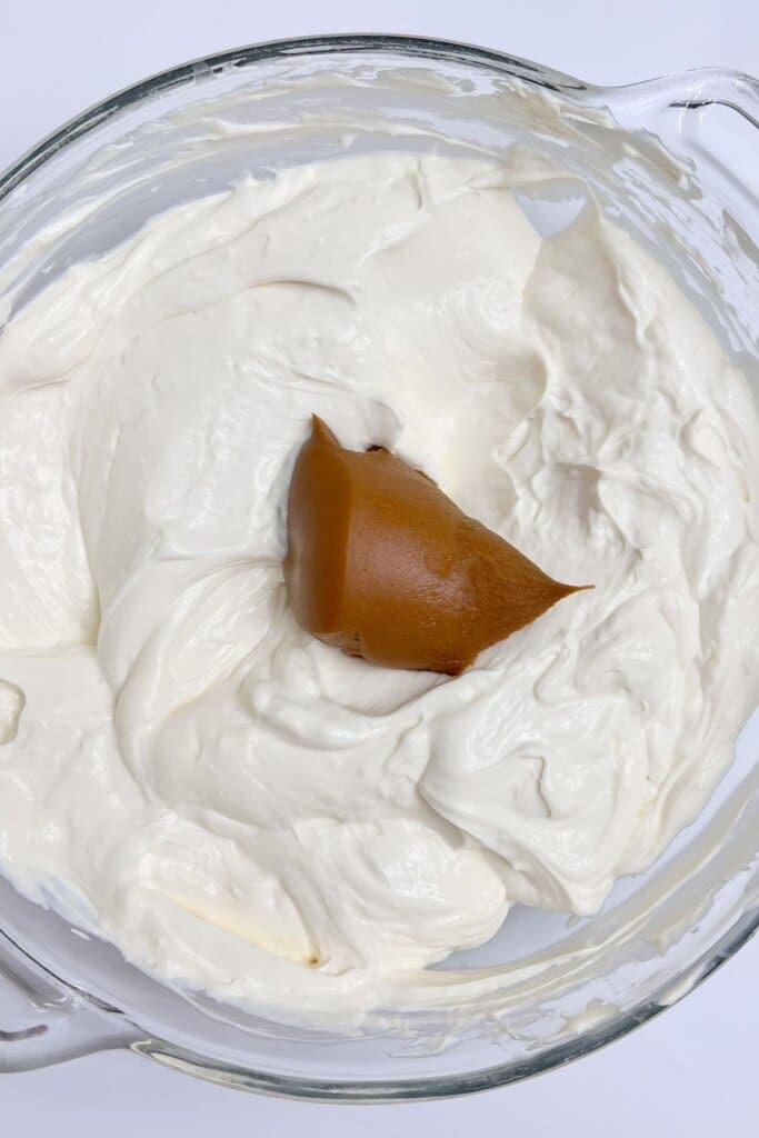Cookie butter being mixed batter.