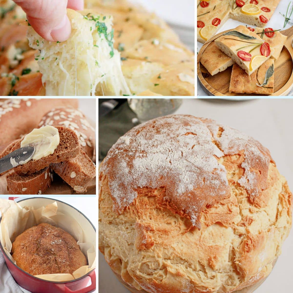 Collage of bread recipes.