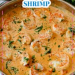 Marry me shrimp in a stainless steel pot.