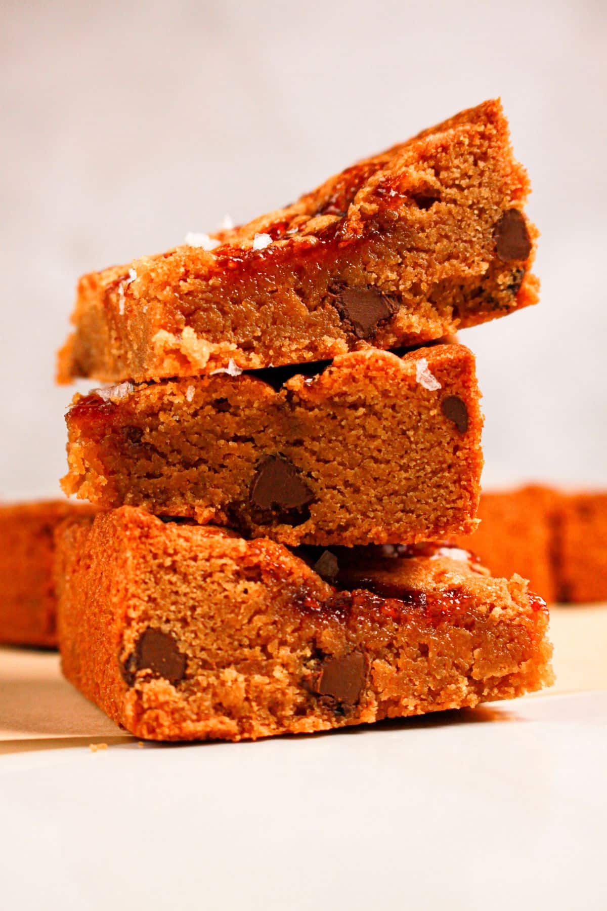 Three bars stacked on top of each other on a plate.