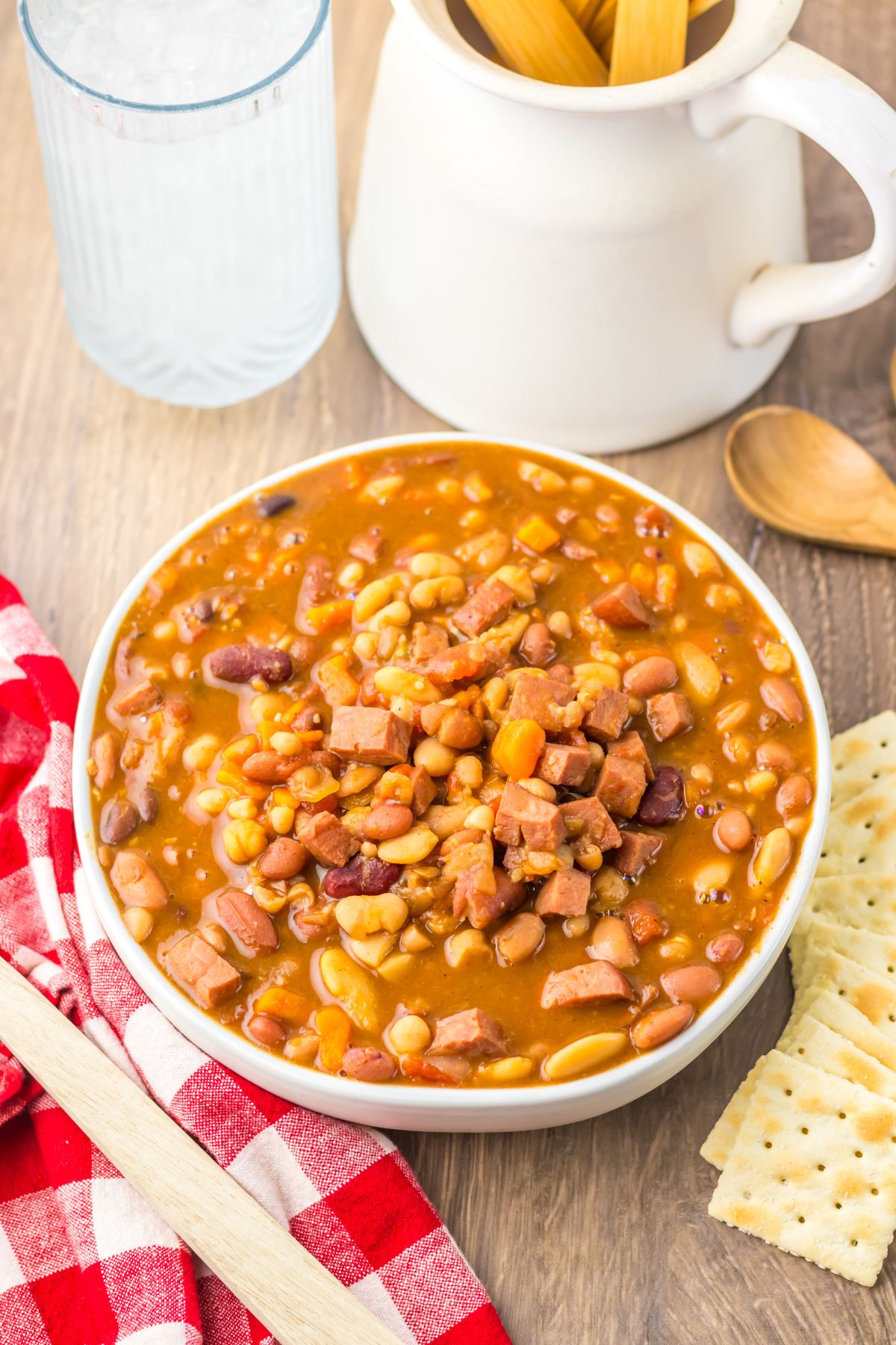 Bowl full of 15 bean soup.