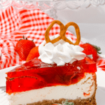 piece of Strawberry Pretzel Salad Cheesecake Recipe