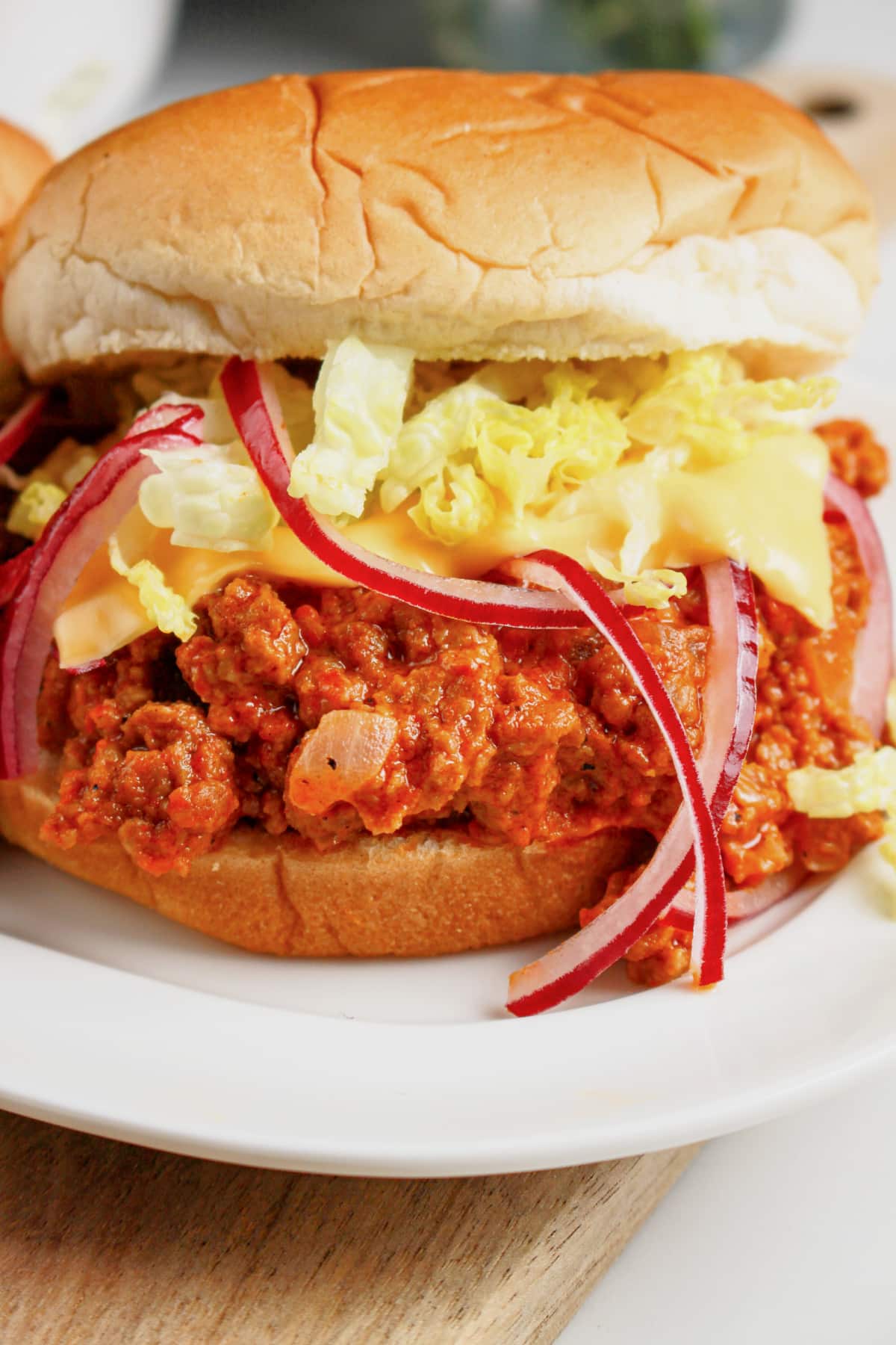 Big mac sloppy joes on a plate.