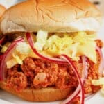 Big mac sloppy joes on a plate.