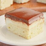 Boston cream bar on a small plate.