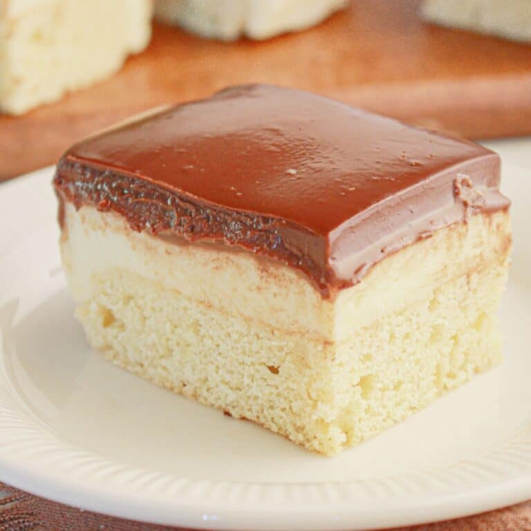 Boston cream bar on a small plate.