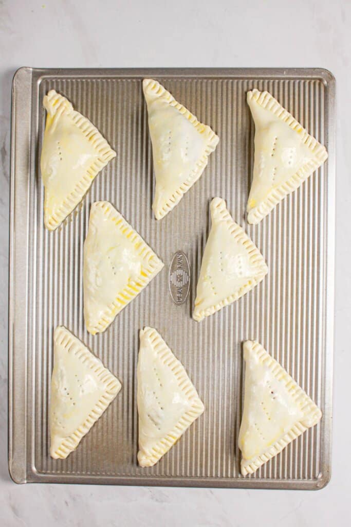 Pockets on a baking dish.