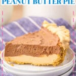 Slice of peanut butter pie on a plate.