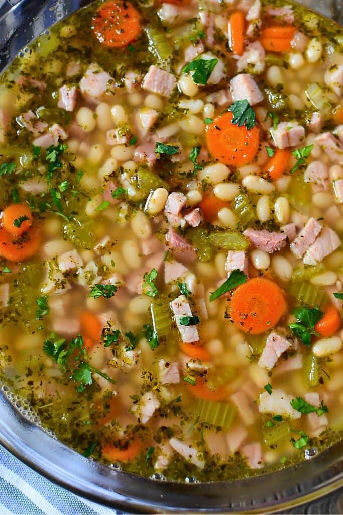 Vegetables in a pot on the stove.