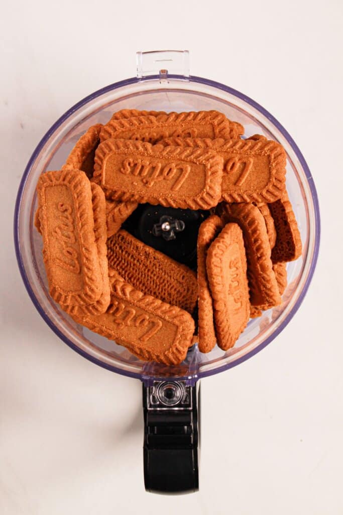 Biscoff cookies in a food processor.