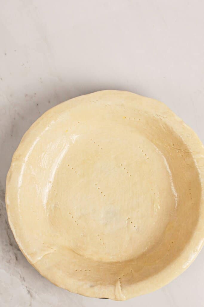 Crust in a baking dish.