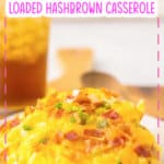 Serving of hashbrown casserole on a plate.