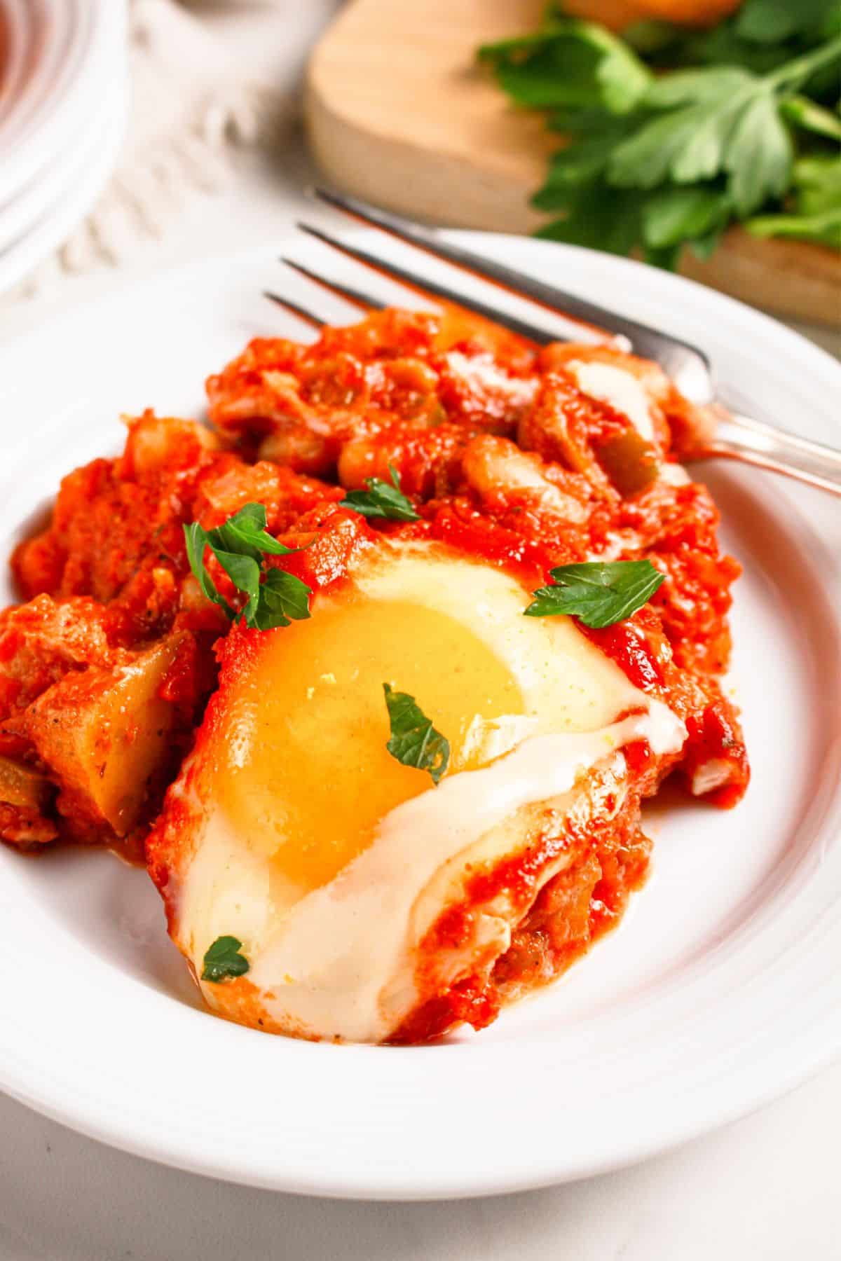 Shakshuka on a plate.