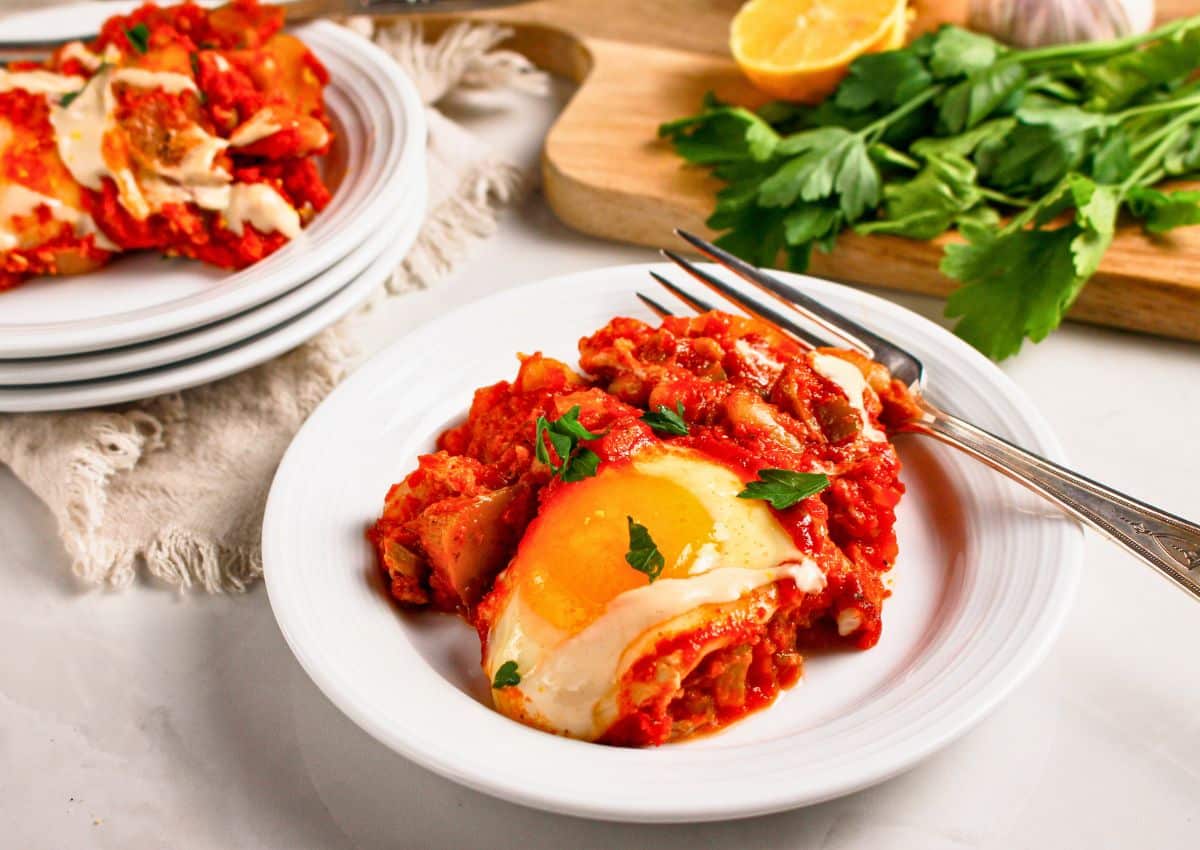 Shakshuka on a plate.