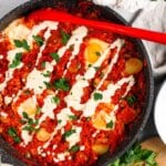 Skillet full of shakshuka.