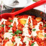 Skillet full of shakshuka.