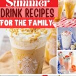 Collage of summer drink recipes.