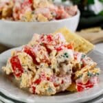Tomato cracker salad on a small plate.