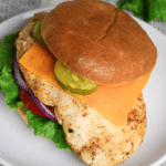 Grilled Chicken Sandwich on a white plate.
