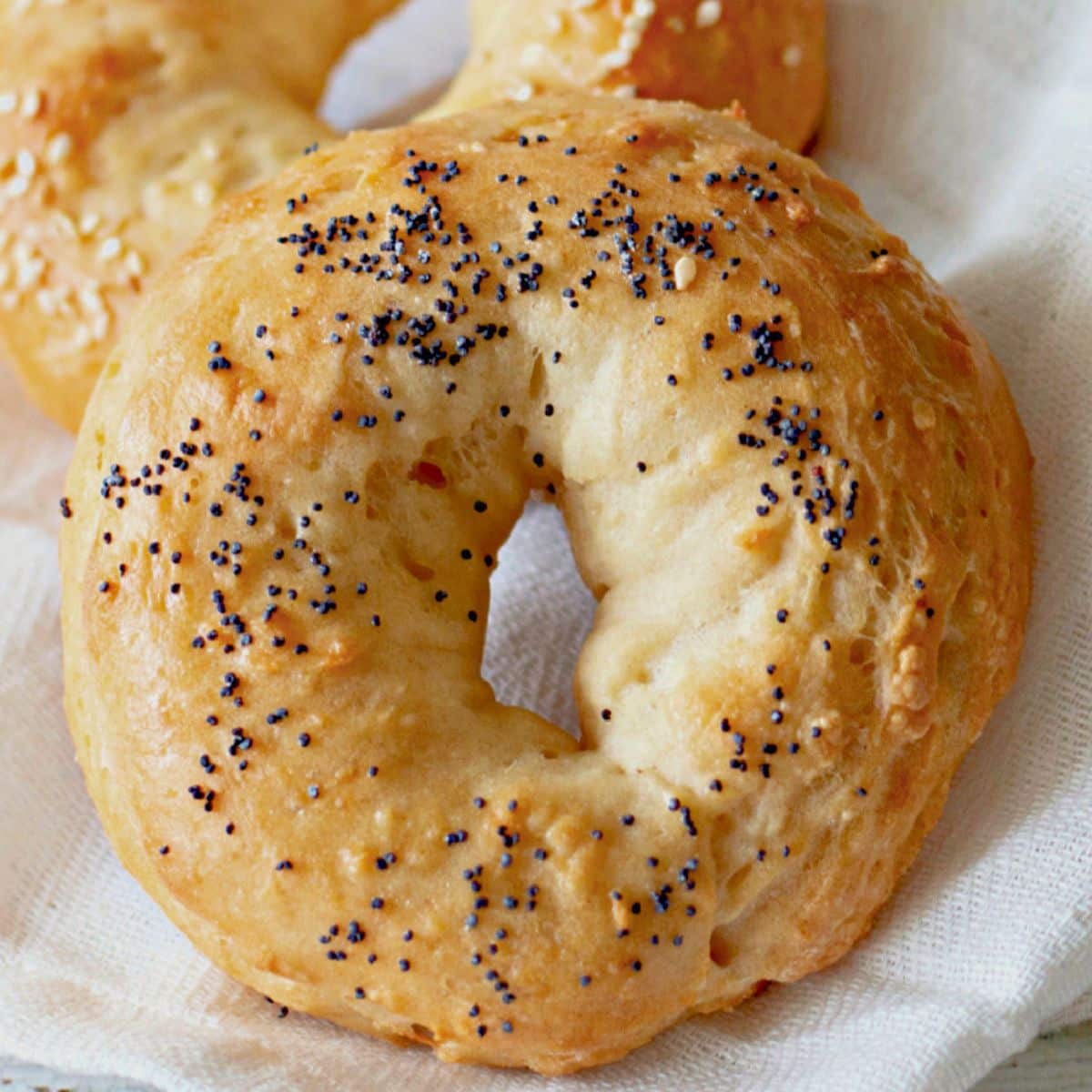 2 Ingredient bagels on a cheese cloth.