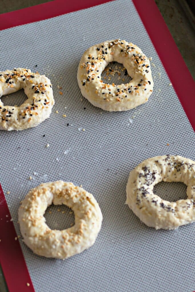 Dough on a baking sheet.