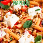 Penne napoli in a skillet.