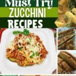 Collage of zucchini recipes.